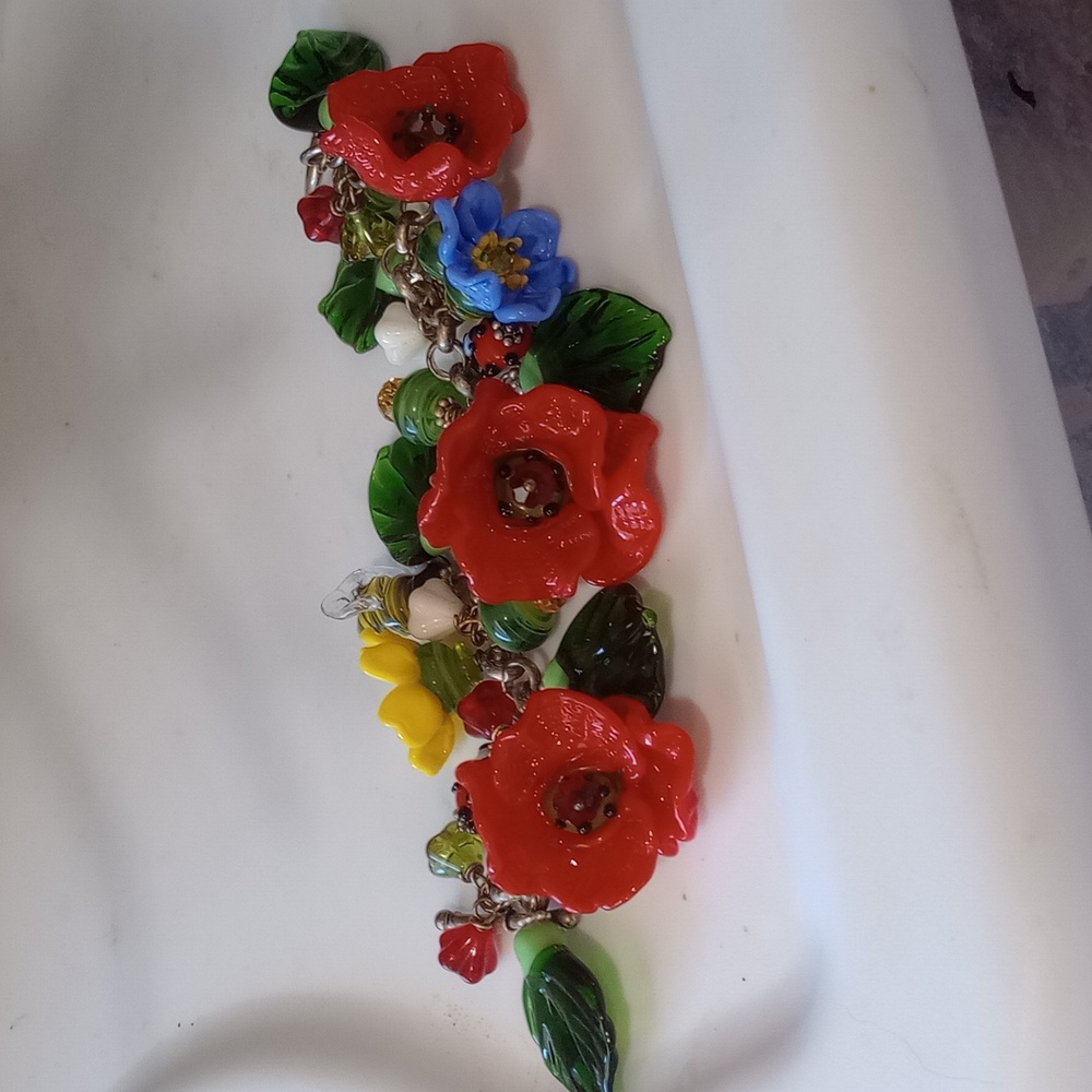 OOAK Handmade Glass Flower Bracelet